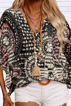 Printed V-Neck Half Sleeve Top