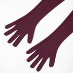 Strapless Ruched Waist Bodycon Maxi Dress Mesh Gloves Scarf Set