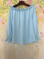 Casual Off-shoulder Ruffle Sleeves T-shirts
