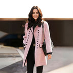 | Long women's coat with button closure