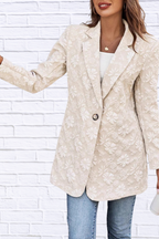 Floral Jacquard One Button Long Sleeve Blazer