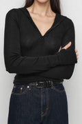 Casual Hooded Half Zip Knit Top