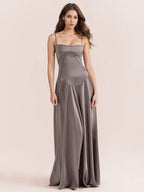 Corest Maxi Dress Adjustable Spaghetti Straps Backless Lace Up Prom Dresses