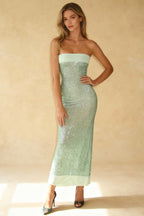 Sequin Strapless Bandeau Column Maxi Dress