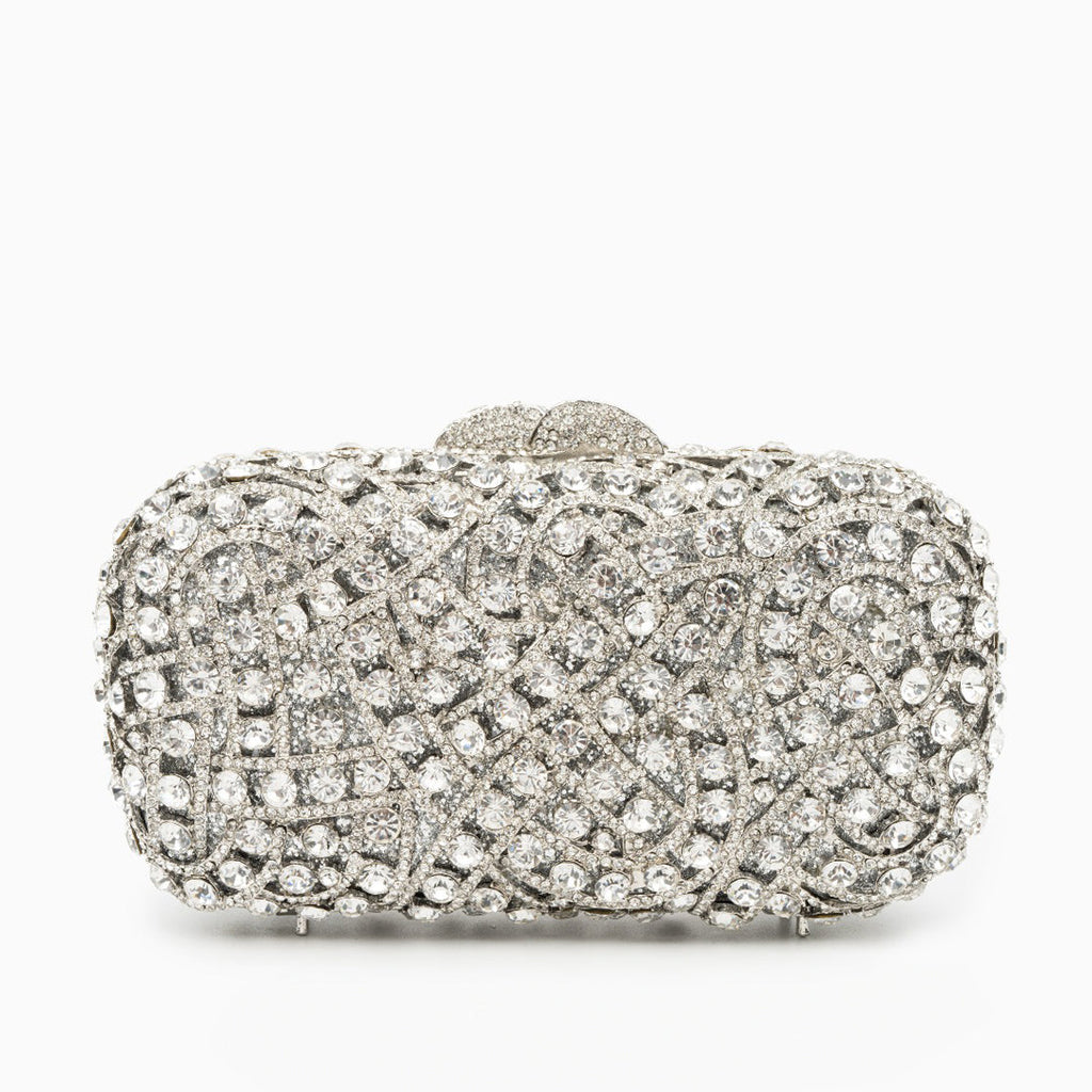 Silver Rhinestones Clutch Bag by Valentina