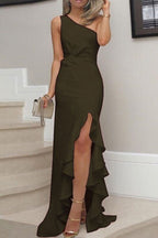 Fashion Celebrities Solid Patchwork Irregular Dresses