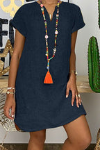 Fashion Casual Solid Patchwork V Neck Lantern Skirt Dresses