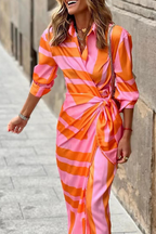 Fashion Print Patchwork Turndown Collar Shirt Dress Dresses(3 Colors)