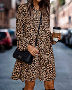 Flavia Chic Long Sleeve Loose Leopard Print Dress Boutique Collection