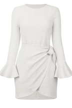 Casual Solid Flounce O Neck Irregular Dress Dresses(4 colors)