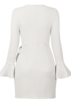Casual Solid Flounce O Neck Irregular Dress Dresses(4 colors)