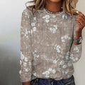 | Women's crew neck sweater, floral pattern, long sleeves