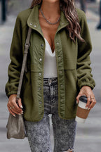 Casual Solid Patchwork Pocket Half A Turtleneck Outerwear
