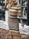 Ursula Effortless Ahri Women's Bodycon Knit Dress with Striped Pattern Boutique Collection