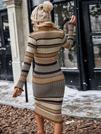 Ursula Effortless Ahri Women's Bodycon Knit Dress with Striped Pattern Boutique Collection