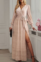 Elegant Formal Solid With Belt V Neck A Line Dresses