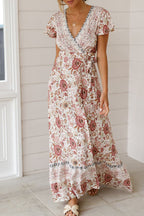 Sexy Elegant Print V Neck A Line Dresses