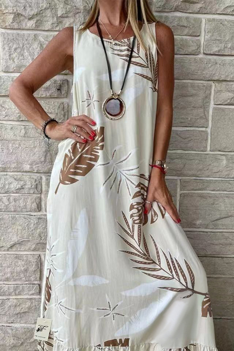 Filomena Minimalist Loose Sleeveless Printed Casual Dress Everyday Luxe Edit