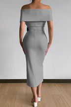 Sexy Elegant Solid With Belt V Neck One Step Skirt Dresses