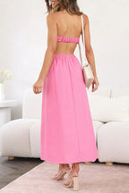 Sexy Celebrities Solid Backless Strapless Waist Skirt Dresses
