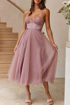 Sweet Elegant Solid Solid Color V Neck Princess Dresses