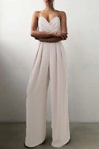 Fashion Casual Solid Patchwork V Neck Loose Jumpsuits(6 Colors)