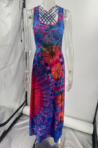 Sexy College Print Backless U Neck Sleeveless Dress Dresses(4 Colors)