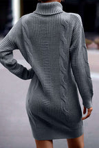 Casual Solid Make Old Turtleneck Long Sleeve Dresses