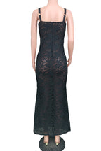 Sexy Solid Lace See-through Square Collar Wrapped Skirt Dresses
