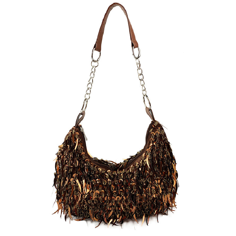 Casual Solid Patchwork Beaded Bags