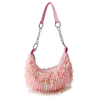 Casual Solid Patchwork Beaded Bags