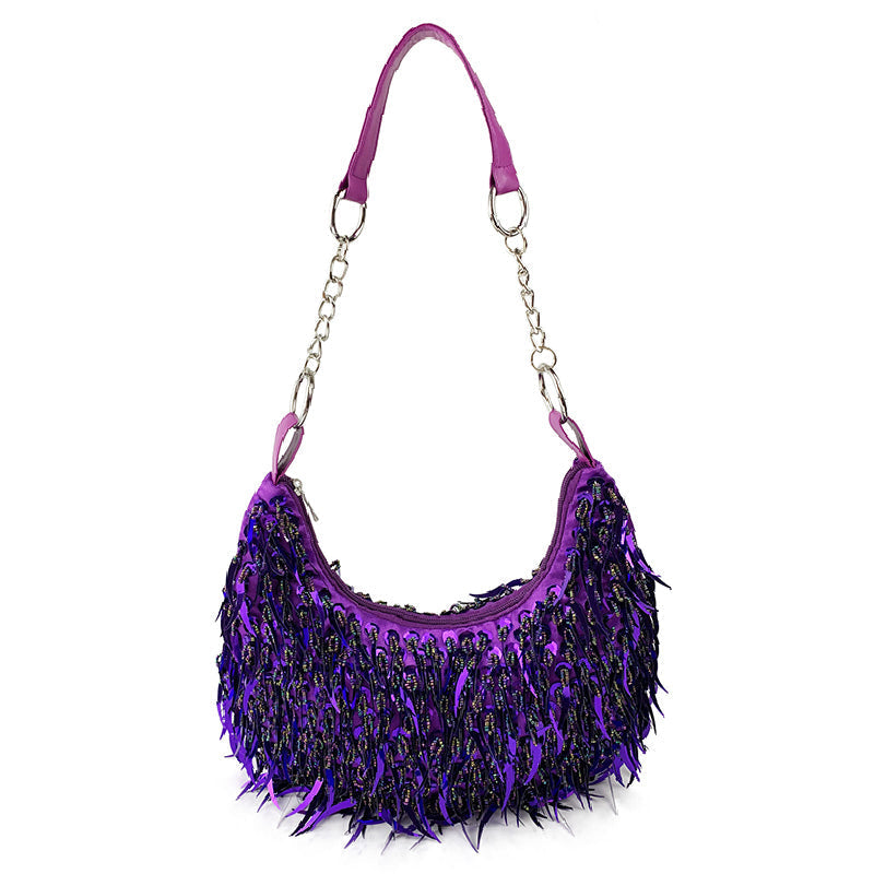 Casual Solid Patchwork Beaded Bags