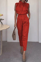 Street Elegant Solid Patchwork Turtleneck Regular Jumpsuits(3 Colors)