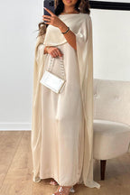 Elegant Solid Patchwork Zipper O Neck Long Dresses(5 Colors)