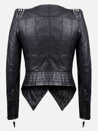Casual Solid Rivets Turndown Collar Outerwear