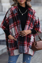 Street British Style Plaid Contrast Hooded Collar Outerwear