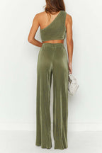 Sexy Simplicity Solid Oblique Collar Sleeveless Two Pieces(3 Colors)