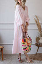 Casual Simplicity Solid Patchwork A Line Dresses(3 Colors)