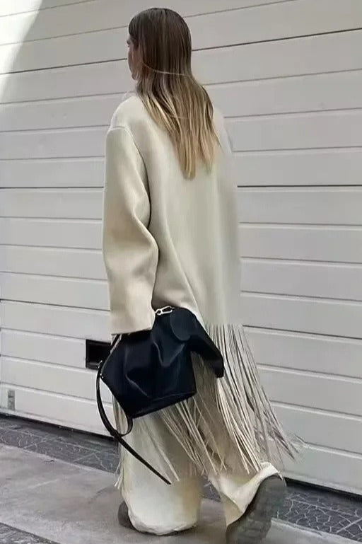 Tassel Accent Extended Length Overcoat
