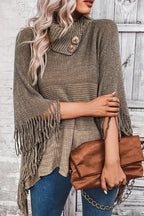 Casual Gradual Change Tassel Weave Turtleneck Tops