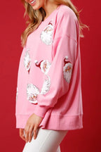 Casual Santa Claus Sequins O Neck Tops
