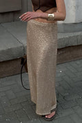 Sexy Solid Sequins Sequined Loose High Waist Straight Solid Color Bottoms