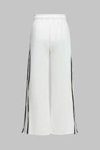 Contrast Tie-Up Wide Leg Trousers