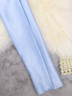 V-neck Long Sleeve Side Straps Silk Chiffon Blouse