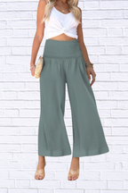 Wide-Leg Smocked Waist Pants