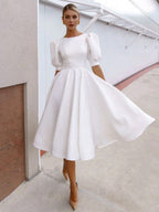 Big Swing Short Sleeve Solid Color Grace Midi Dresses