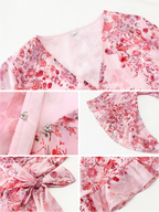 Floral Print Tie-waist Chiffon Short Dress
