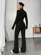 Mock Neck Slim Fit Knitted Two-Piece Set