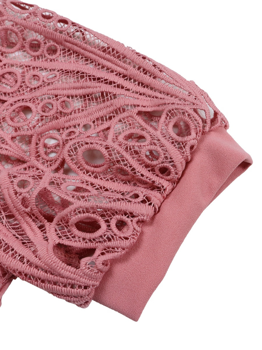Short Sleeve Trim Lace Belts Mini&Short Dresses