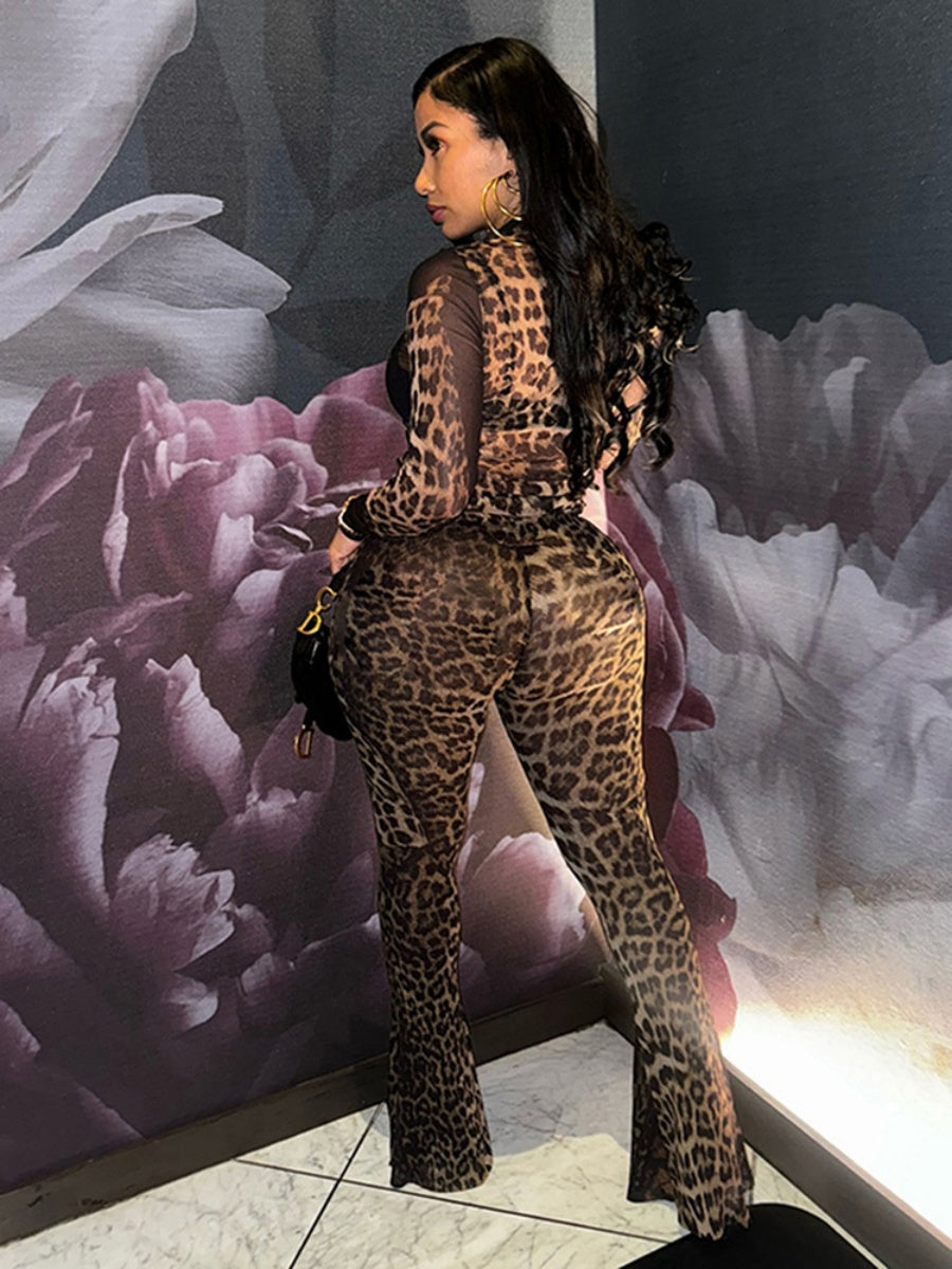 Leopard Print High-waisted 2-piece Sets